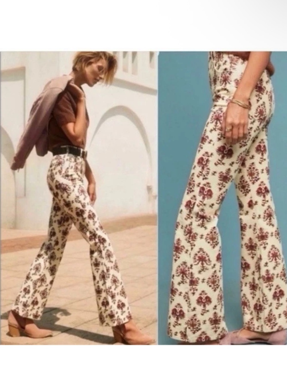 Anthropologie Pilcro And The Letterpress Floral Corduroy High Rise Bootcut Pants - Picture 2 of 7